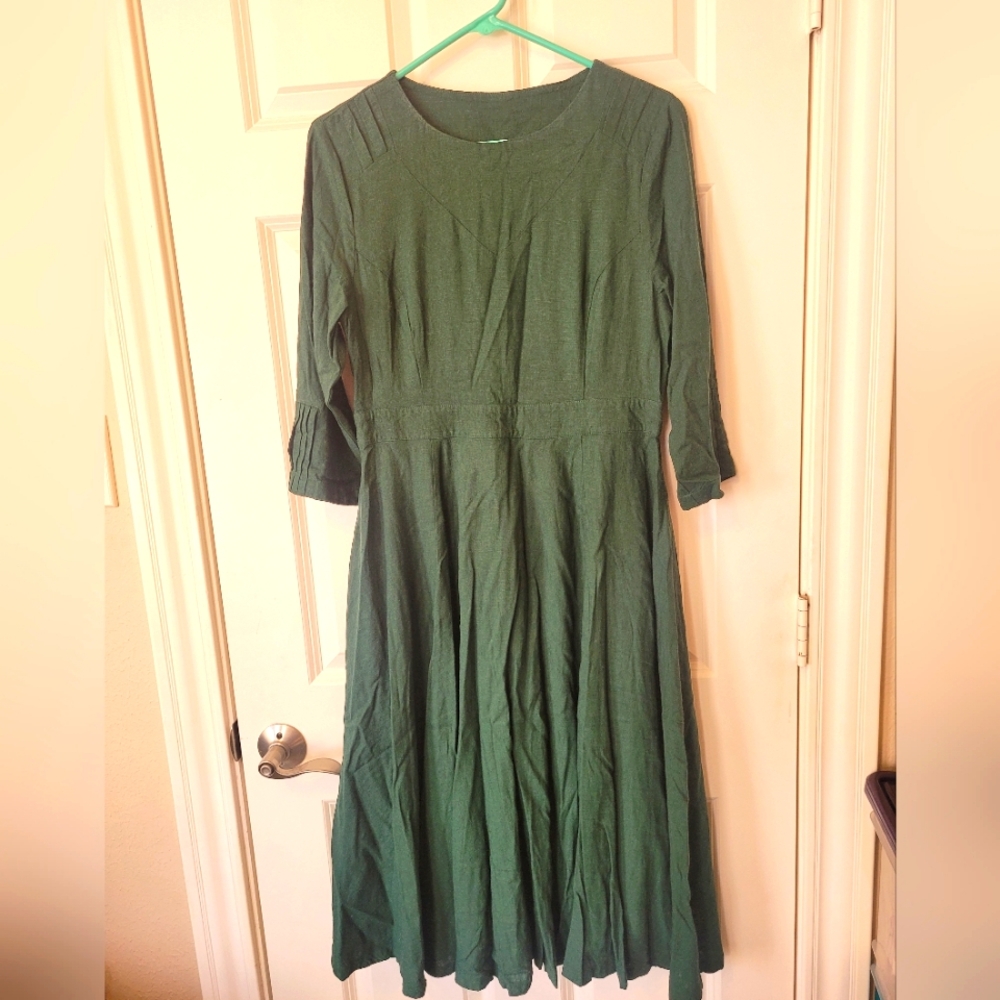 Xiaolizi Handmade green linen dress size M